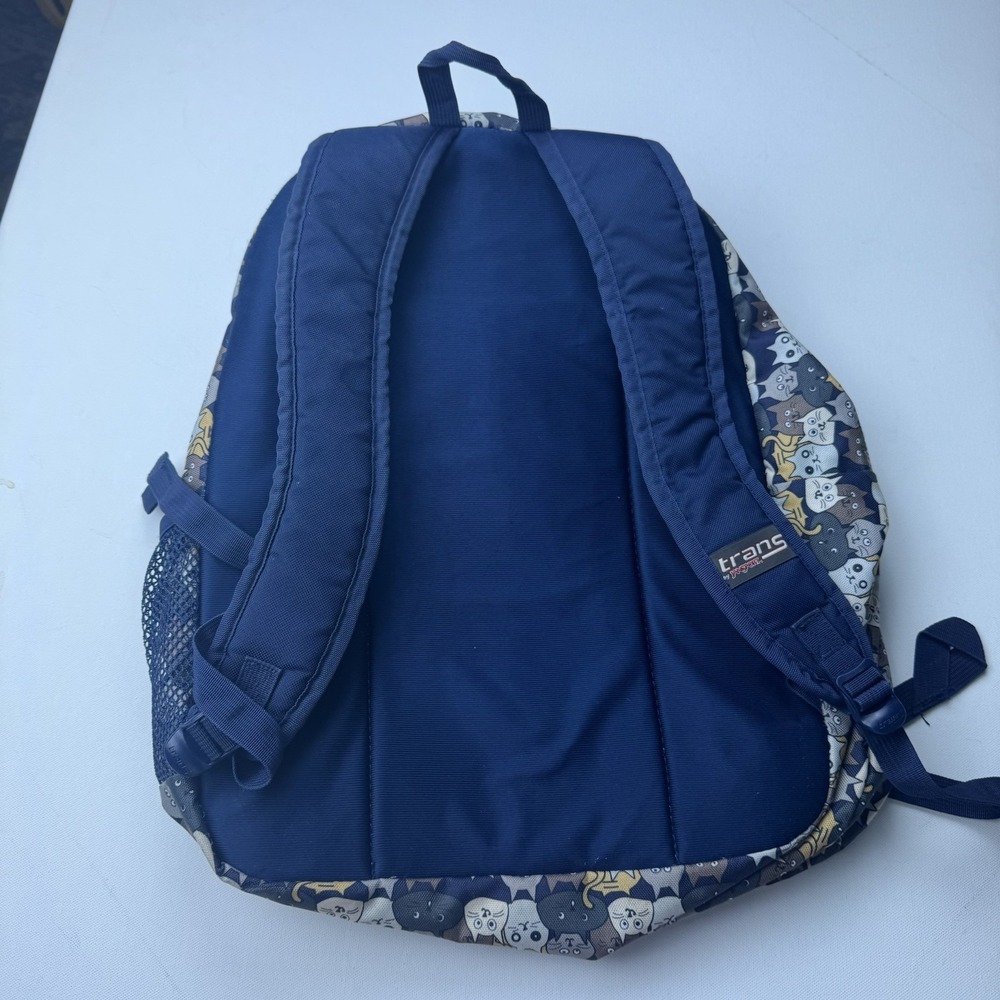 JanSport Trans Cat Print Backpack Blue Zip Padded Adjustable - Picture 4 of 6